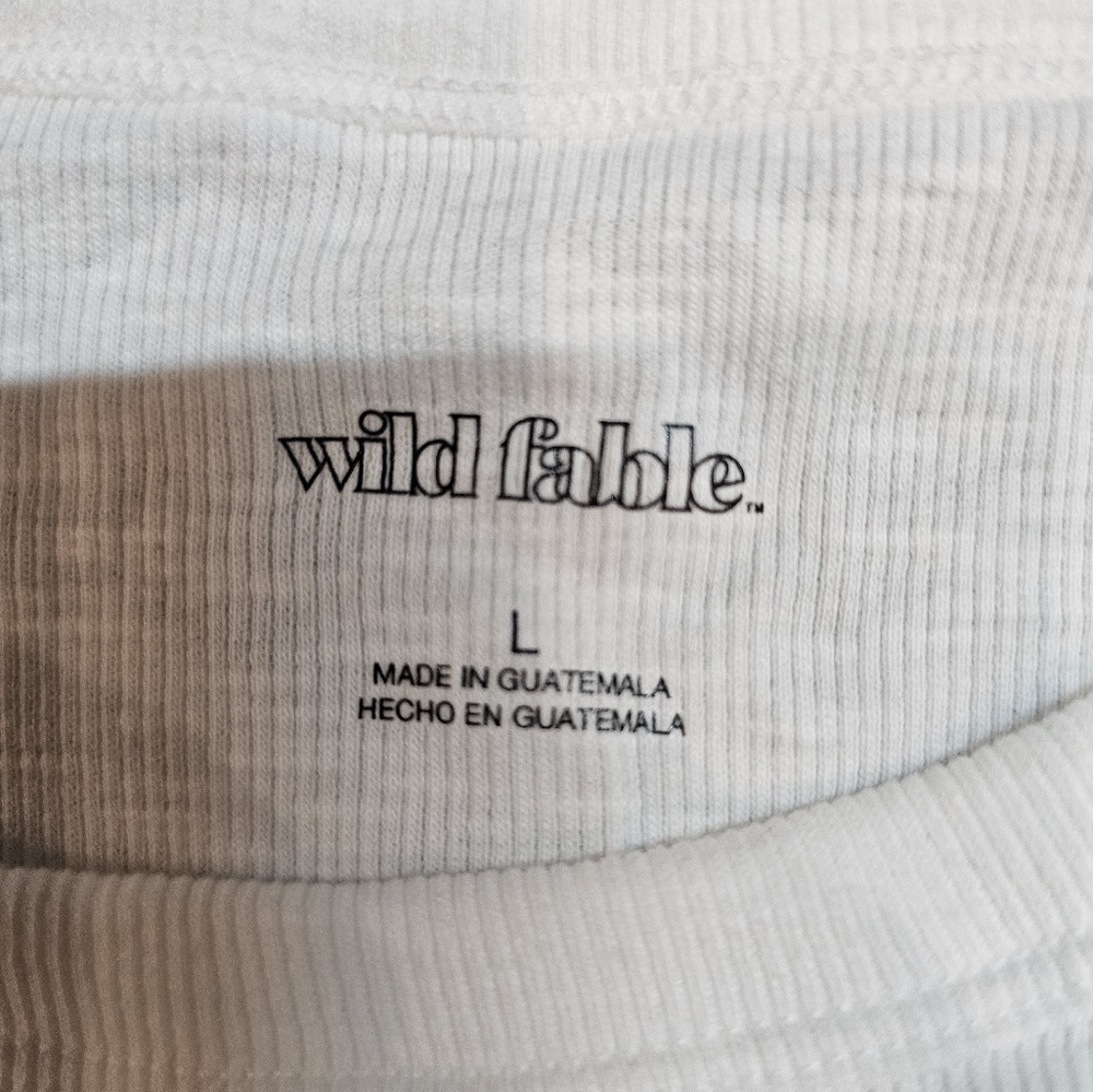 Wild Fable White Ribbed Long Sleeve Top NWT Women’s Large